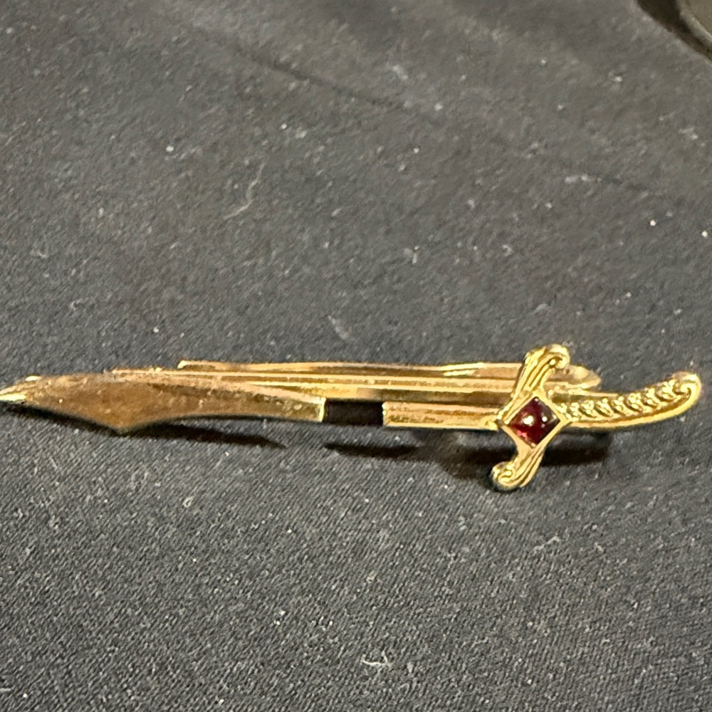 Vintage Hickok Sword Tie Clip with Red Gem